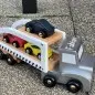 Preview: JaBaDaBaDo W7152 Kinder Holz Autotransporter Sportwagen Grau personalisiert Spielzeug Name